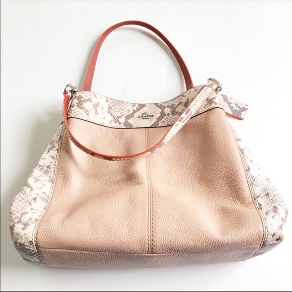 Coach Handbags - Coach Hobo in Neutral Colorblock Snakeskin Handbag